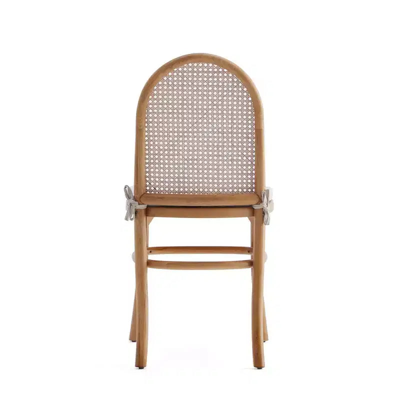 Set of 2 Dining Chairs with Gray Cushions