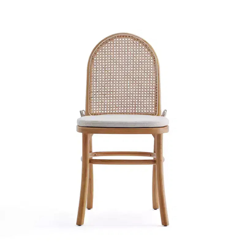 Set of 2 Dining Chairs with Gray Cushions