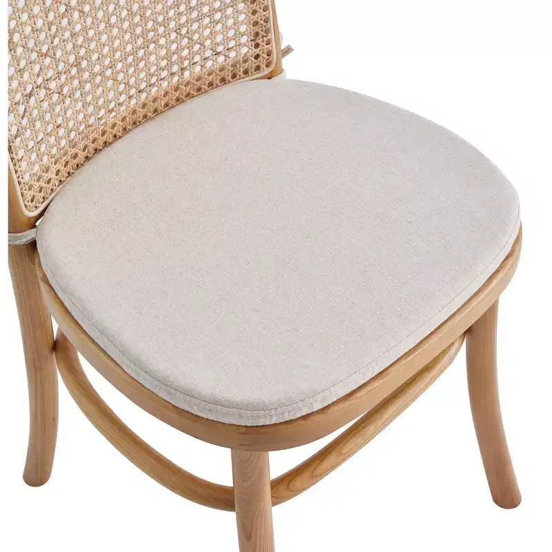 Set of 2 Dining Chairs with Gray Cushions