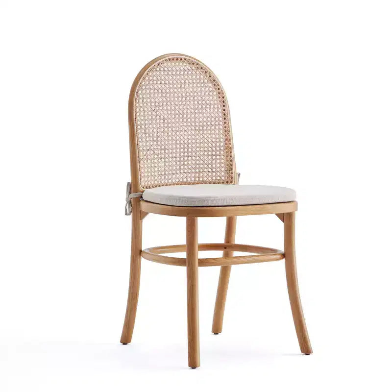 Set of 2 Dining Chairs with Gray Cushions