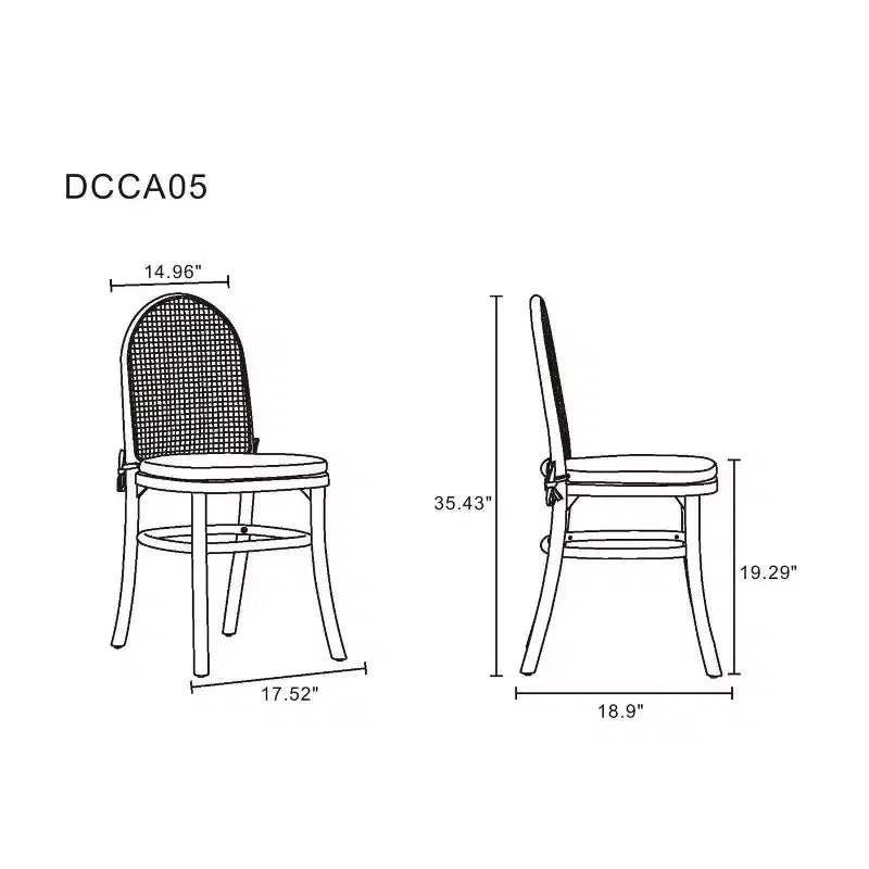 Set of 2 Dining Chairs with Gray Cushions