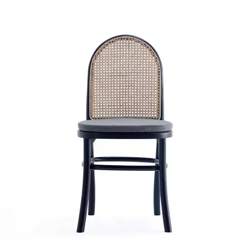 Set of 2 Dining Chairs with Gray Cushions
