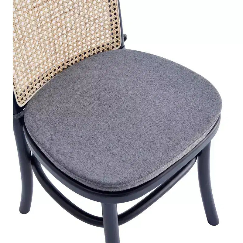 Set of 2 Dining Chairs with Gray Cushions